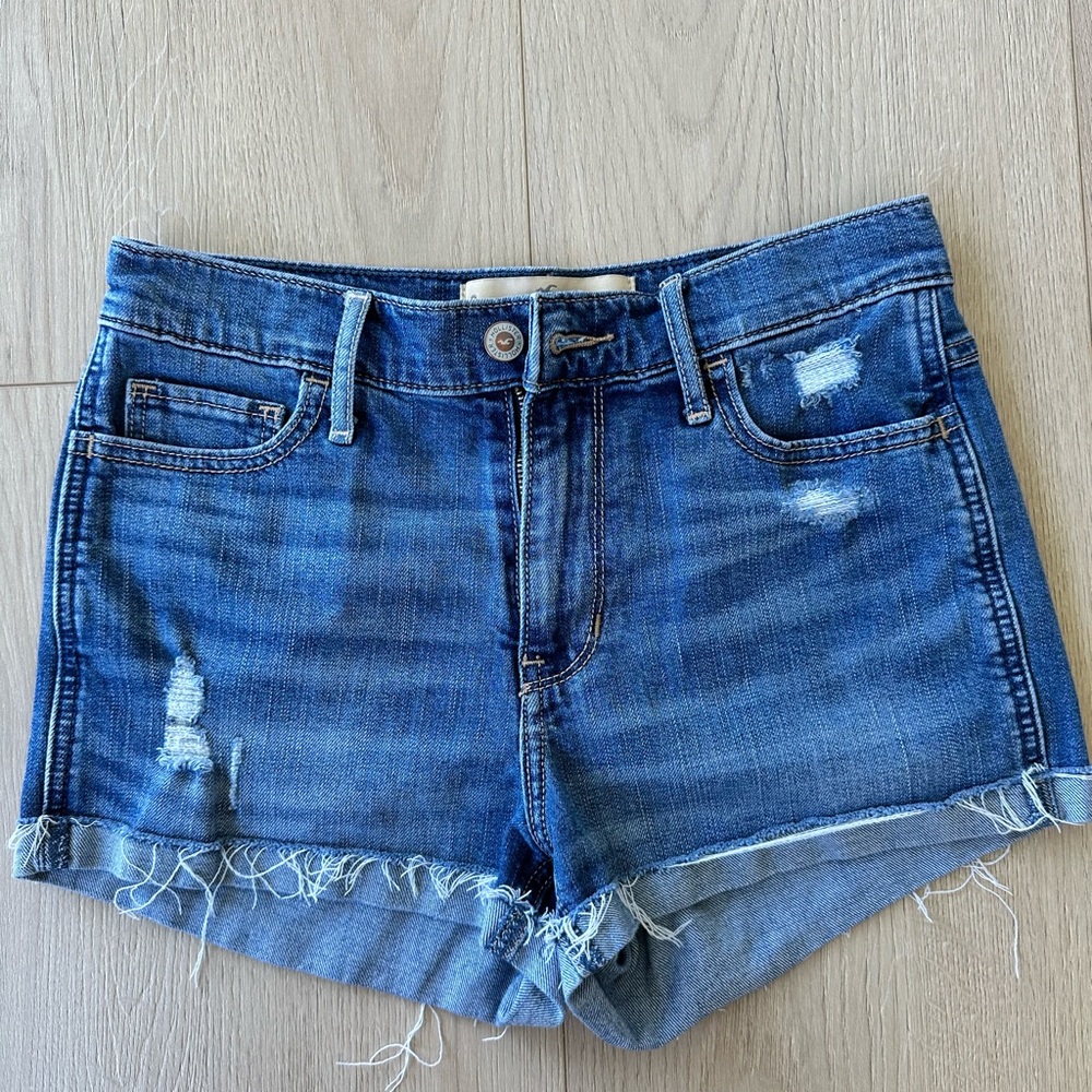 Hollister Blue Distressed Jean Shorts Casual